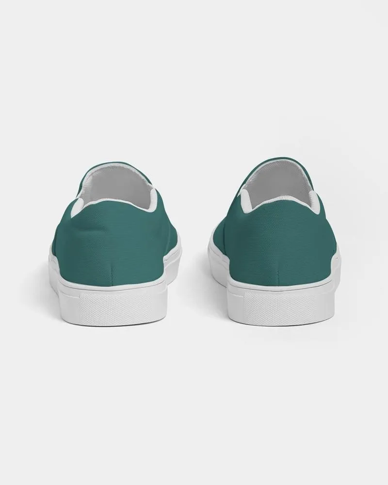 Medium Dark Blue Cool Green Slip-On Canvas Sneakers | Men's | Medium Dark Pastel Blue Cool Green | C60M0Y30K60