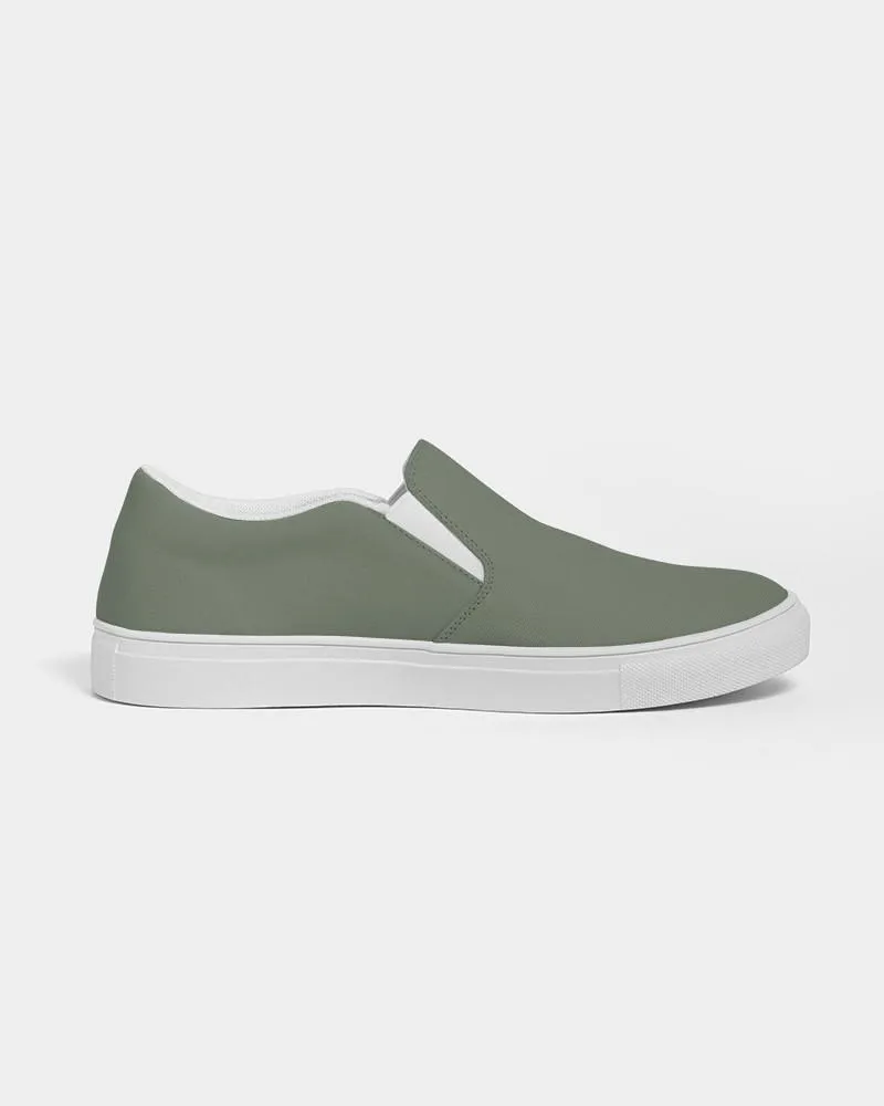 Medium Dark Warm Green Slip-On Canvas Sneakers | Men's | Medium Dark Pale Pastel Warm Green | C15M0Y30K60