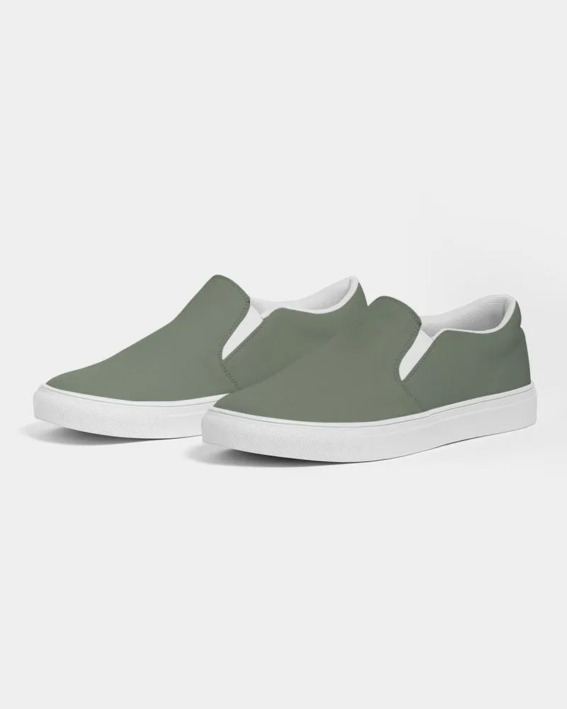 Medium Dark Warm Green Slip-On Canvas Sneakers | Men's | Medium Dark Pale Pastel Warm Green | C15M0Y30K60