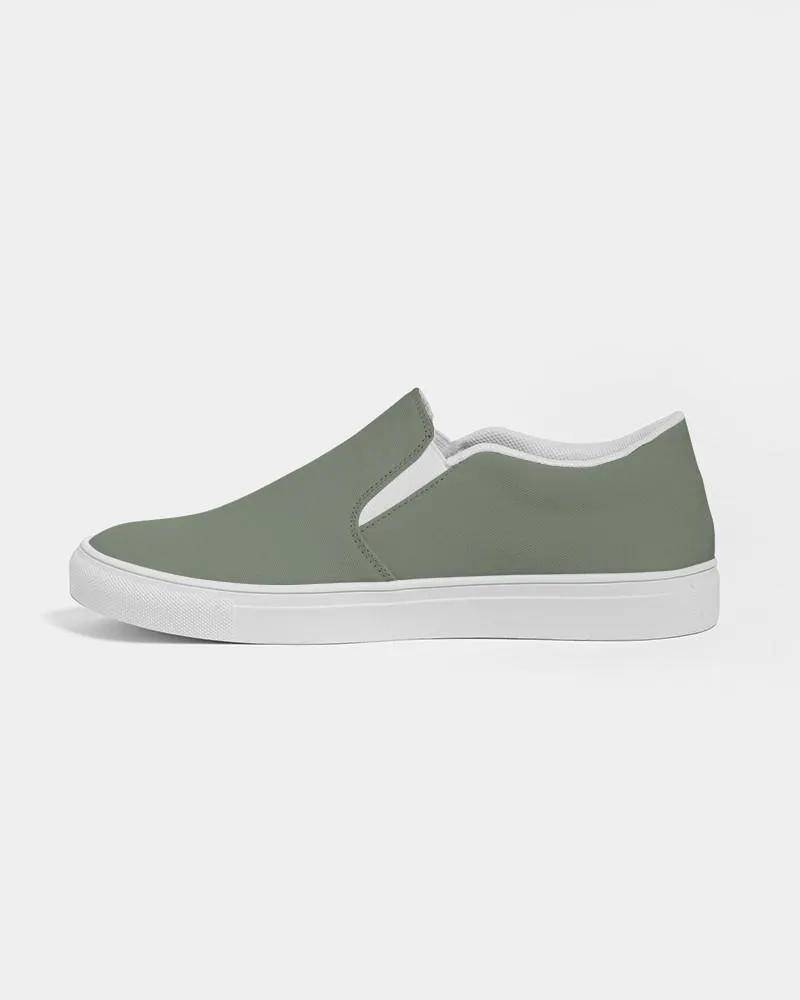 Medium Dark Warm Green Slip-On Canvas Sneakers | Men's | Medium Dark Pale Pastel Warm Green | C15M0Y30K60