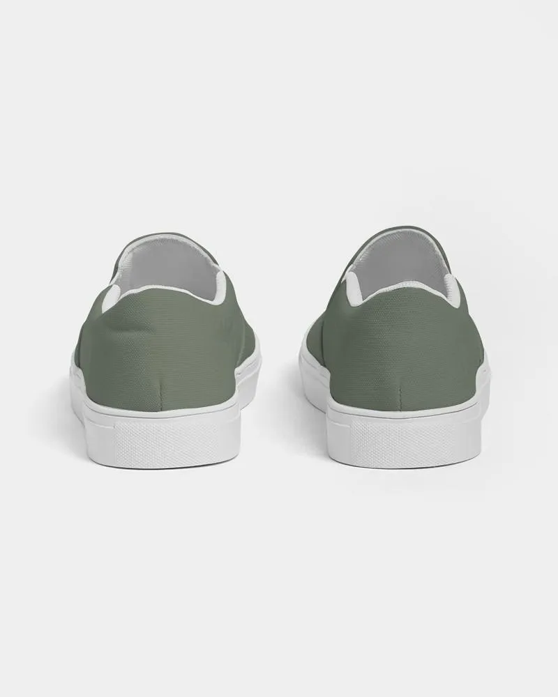 Medium Dark Warm Green Slip-On Canvas Sneakers | Men's | Medium Dark Pale Pastel Warm Green | C15M0Y30K60