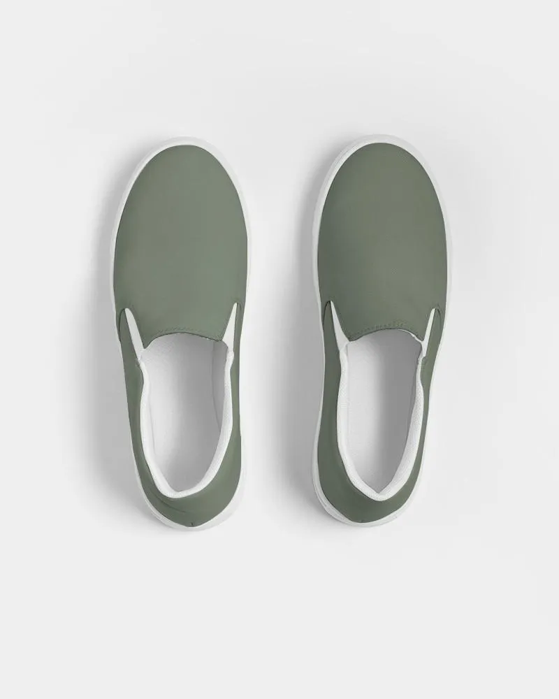 Medium Dark Warm Green Slip-On Canvas Sneakers | Men's | Medium Dark Pale Pastel Warm Green | C15M0Y30K60