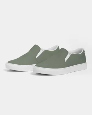 Medium Dark Warm Green Slip-On Canvas Sneakers | Men's | Medium Dark Pale Pastel Warm Green | C15M0Y30K60
