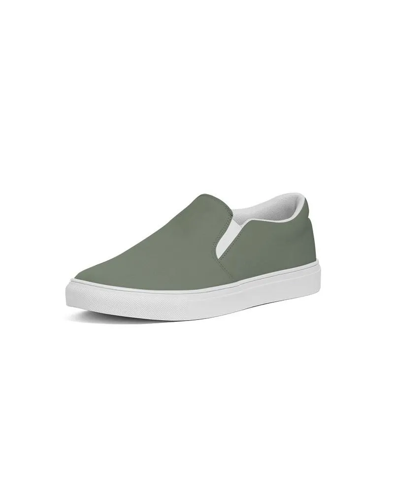 Medium Dark Warm Green Slip-On Canvas Sneakers | Men's | Medium Dark Pale Pastel Warm Green | C15M0Y30K60