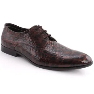 Men “ABNER” Glossy  Designed Round Toe Printed Formal Shoes