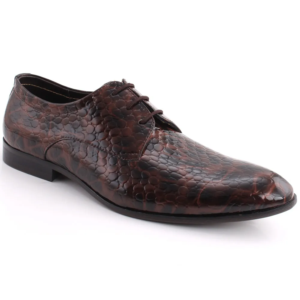 Men “ABNER” Glossy  Designed Round Toe Printed Formal Shoes