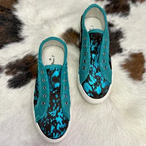 Montana West Turquoise Cow Print Sneakers*