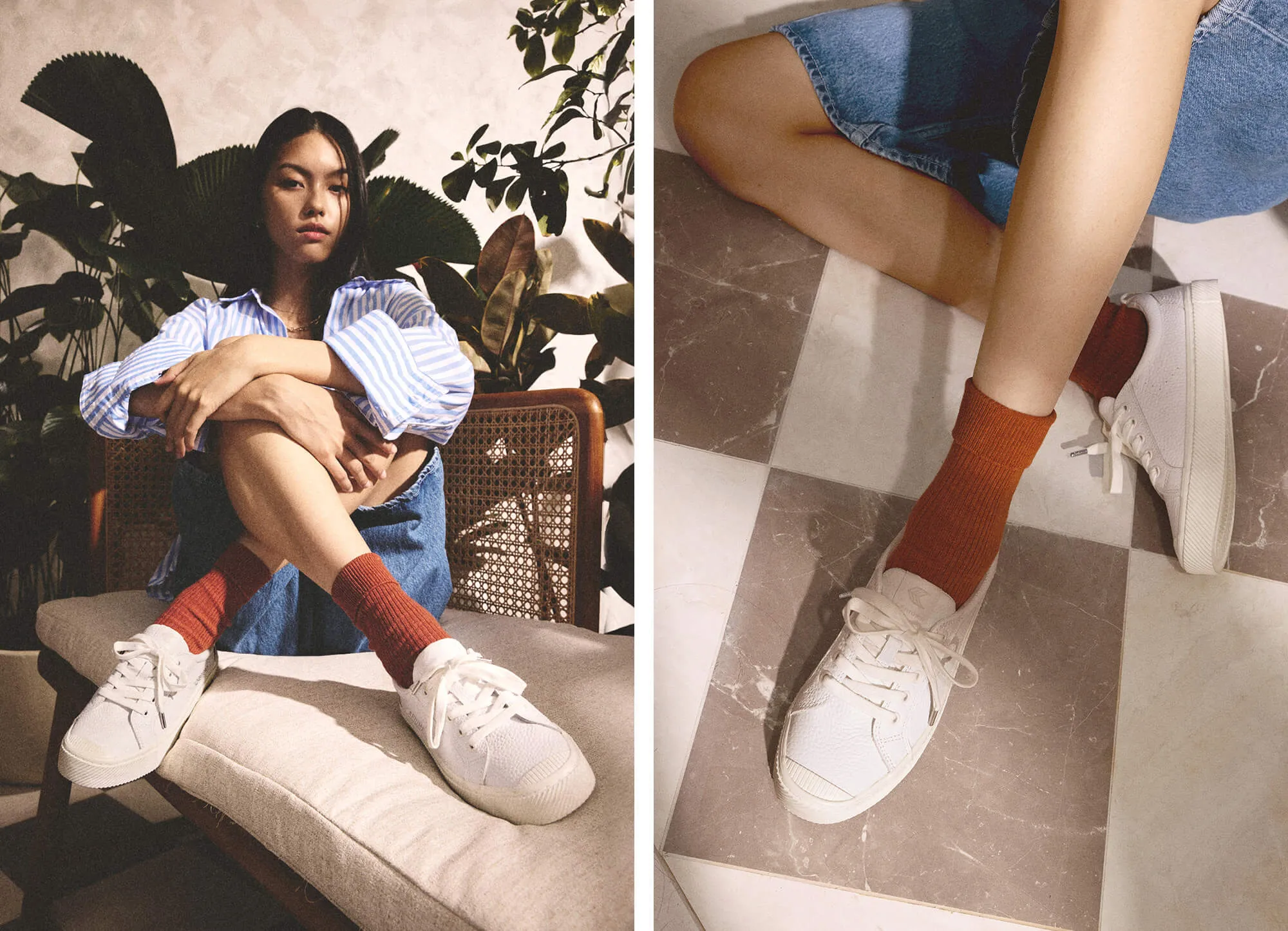 OCA Low Dark Denim Premium Leather Sneaker Women
