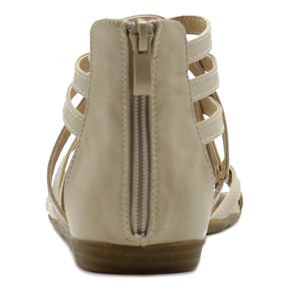 Ollio Women's Shoe Gladiator Strappy Zip Closure Multi Color Sandal