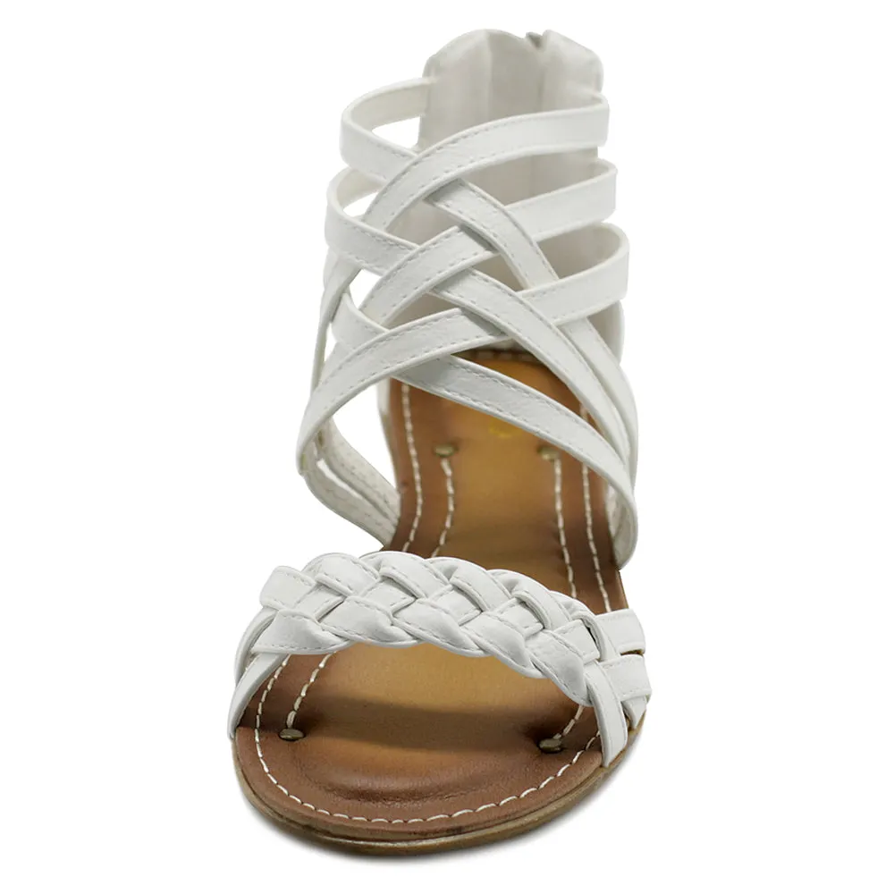 Ollio Women's Shoe Gladiator Strappy Zip Closure Multi Color Sandal