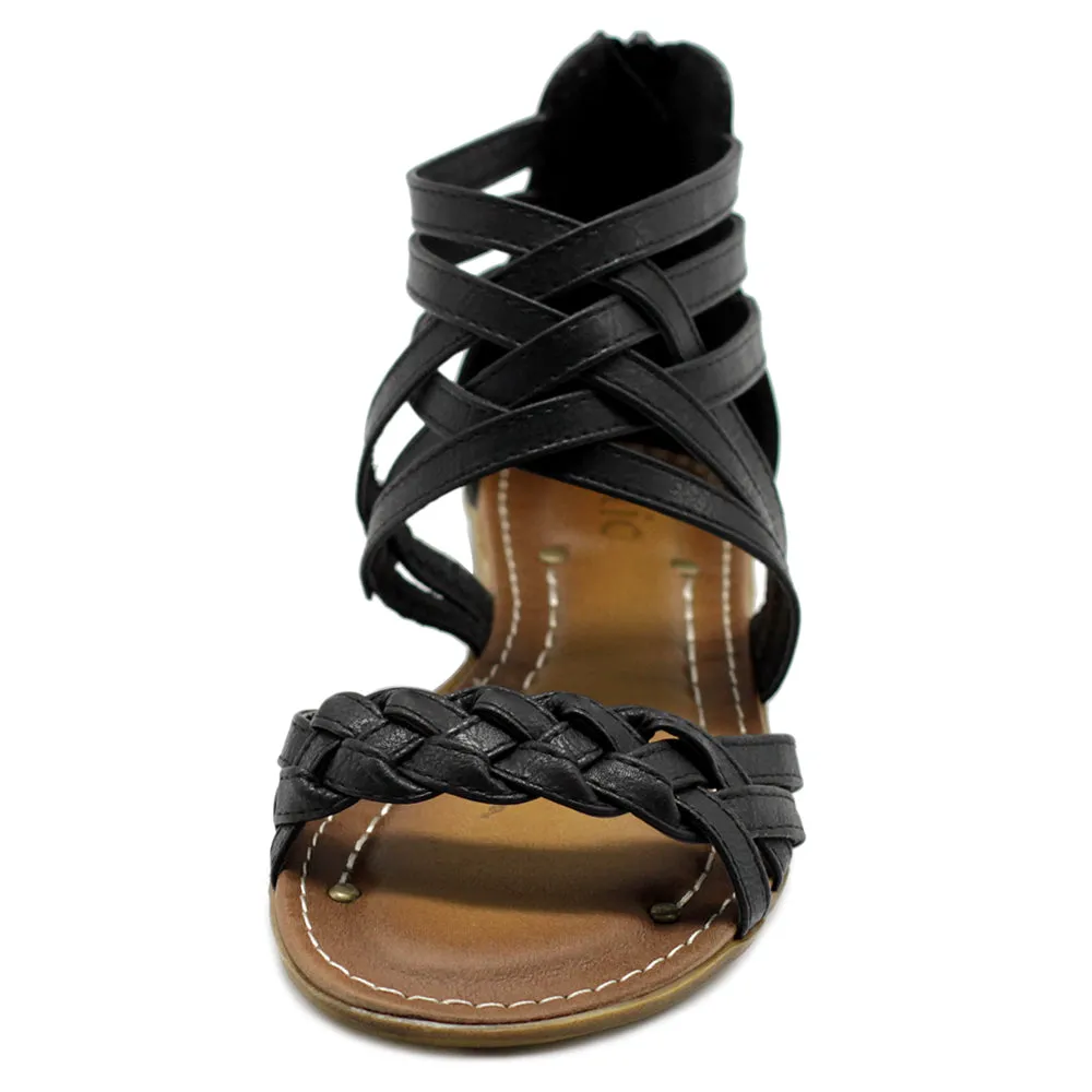 Ollio Women's Shoe Gladiator Strappy Zip Closure Multi Color Sandal