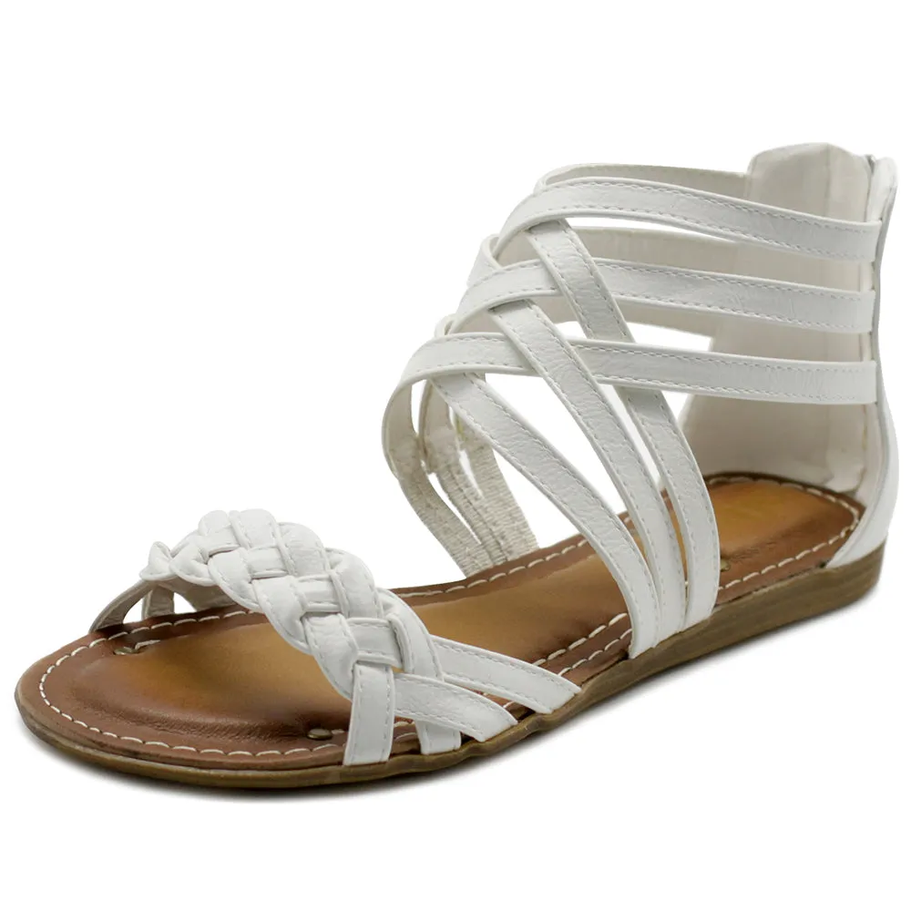 Ollio Women's Shoe Gladiator Strappy Zip Closure Multi Color Sandal