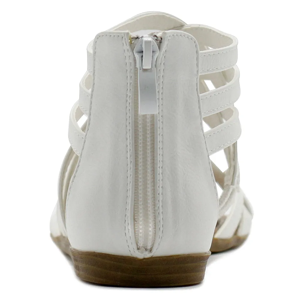 Ollio Women's Shoe Gladiator Strappy Zip Closure Multi Color Sandal