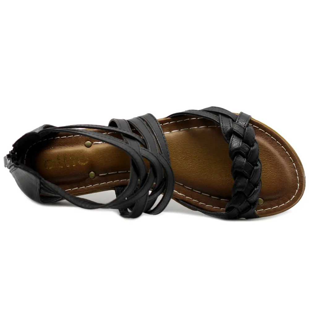 Ollio Women's Shoe Gladiator Strappy Zip Closure Multi Color Sandal