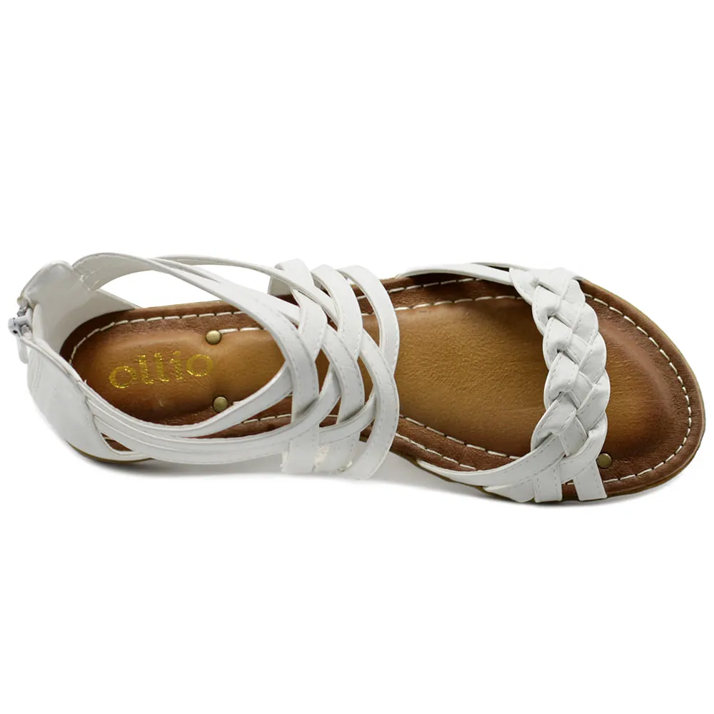 Ollio Women's Shoe Gladiator Strappy Zip Closure Multi Color Sandal