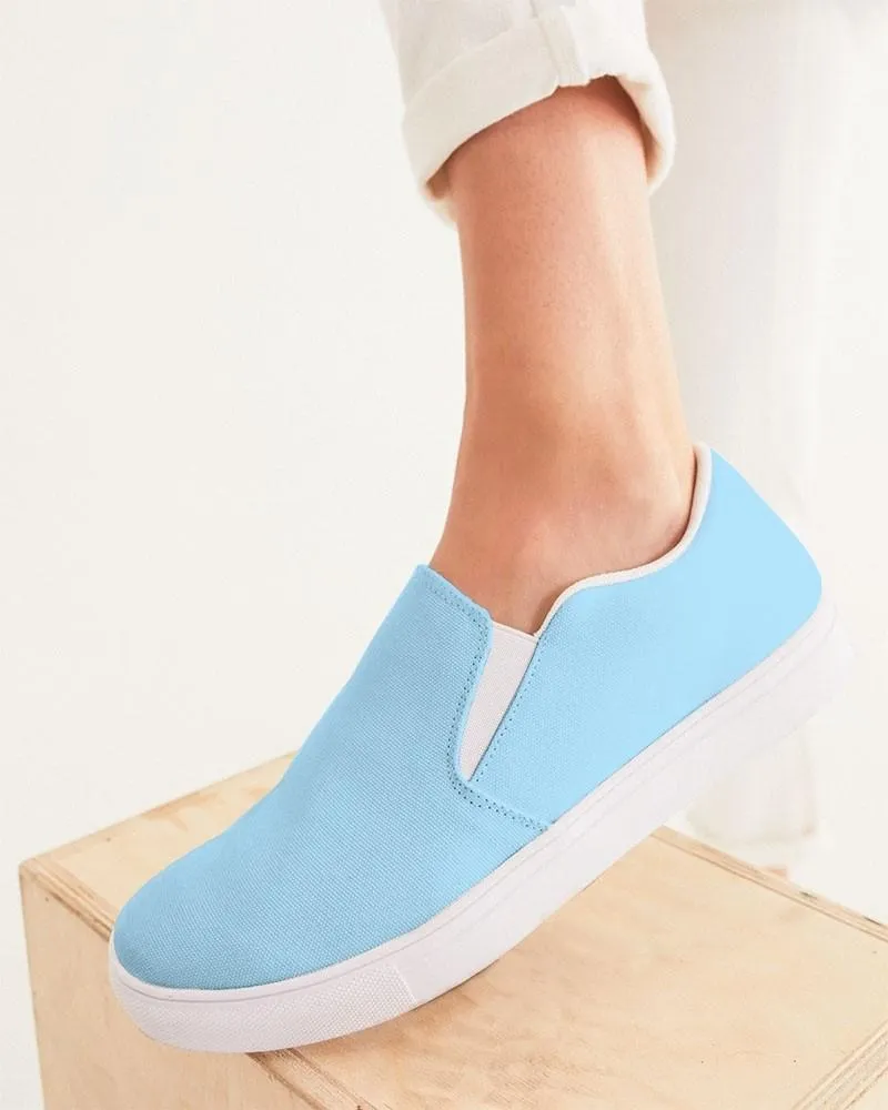 Pale Pastel Cyan Slip-On Canvas Sneakers | Women's | Bright Pale Pastel Cyan | C30M0Y0K0