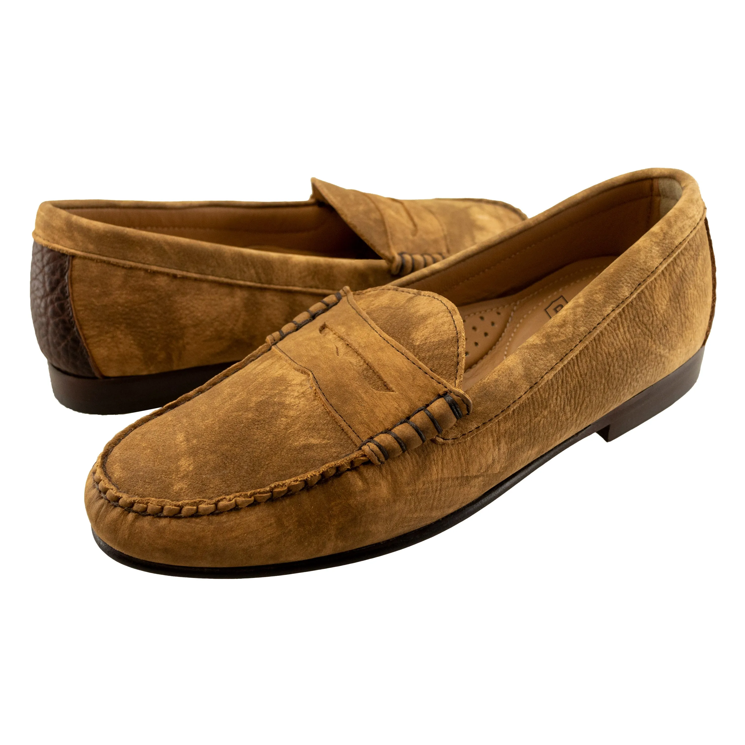 Preston Washed Calfskin Penny Loafer in Tan by T.B. Phelps