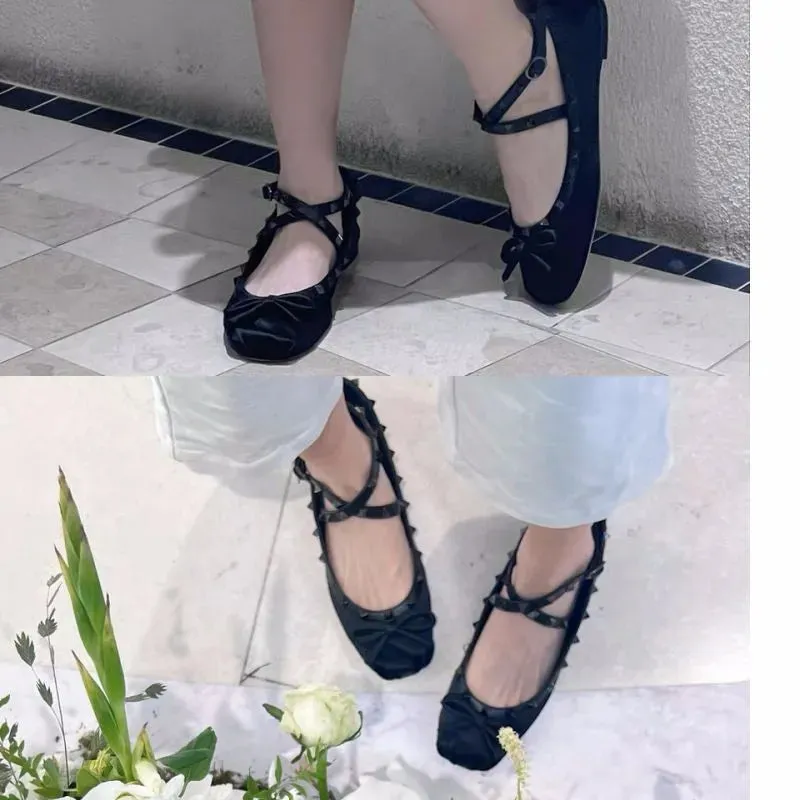 Rivet Buckle Ballet Style Shoes