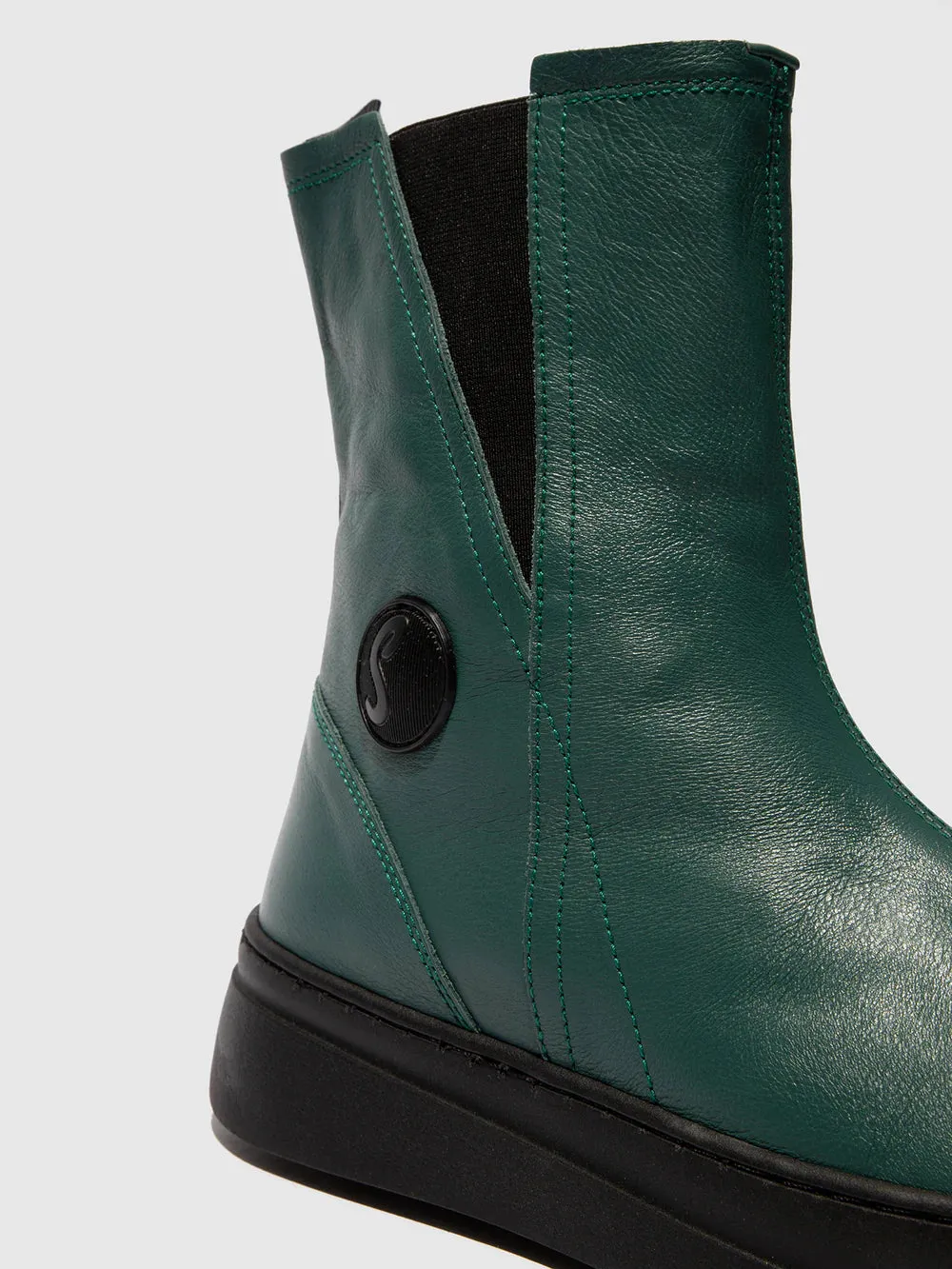 Softinos Women's AMBE757SOFLeather Chelsea Boots Teal Green