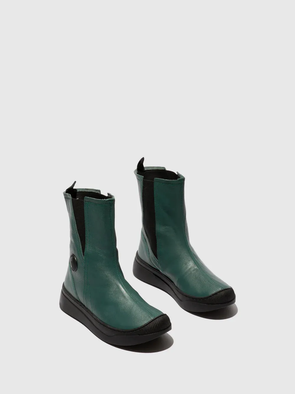 Softinos Women's AMBE757SOFLeather Chelsea Boots Teal Green