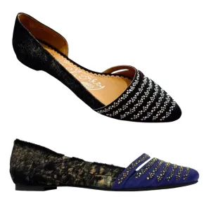 Sparkling Leather Slip-on Ballet Flats