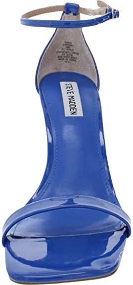 Steve Madden Shaye Blue Fashion Mid Heel Stiletto Square Toe Ankle Strap Sandals