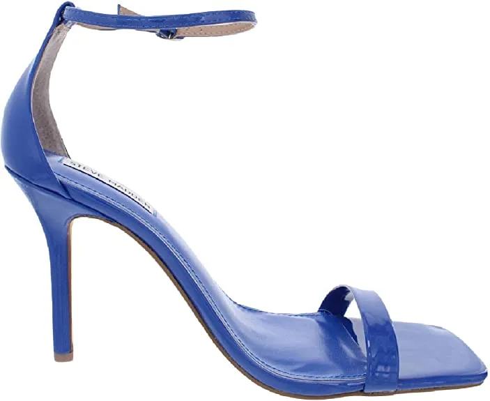 Steve Madden Shaye Blue Fashion Mid Heel Stiletto Square Toe Ankle Strap Sandals