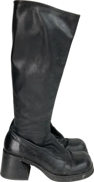 Topshop Black Maisie Knee High Block Heel Boot UK 4 EU 37 👠