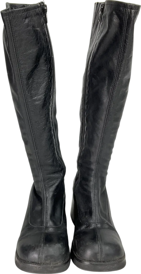 Topshop Black Maisie Knee High Block Heel Boot UK 4 EU 37 👠