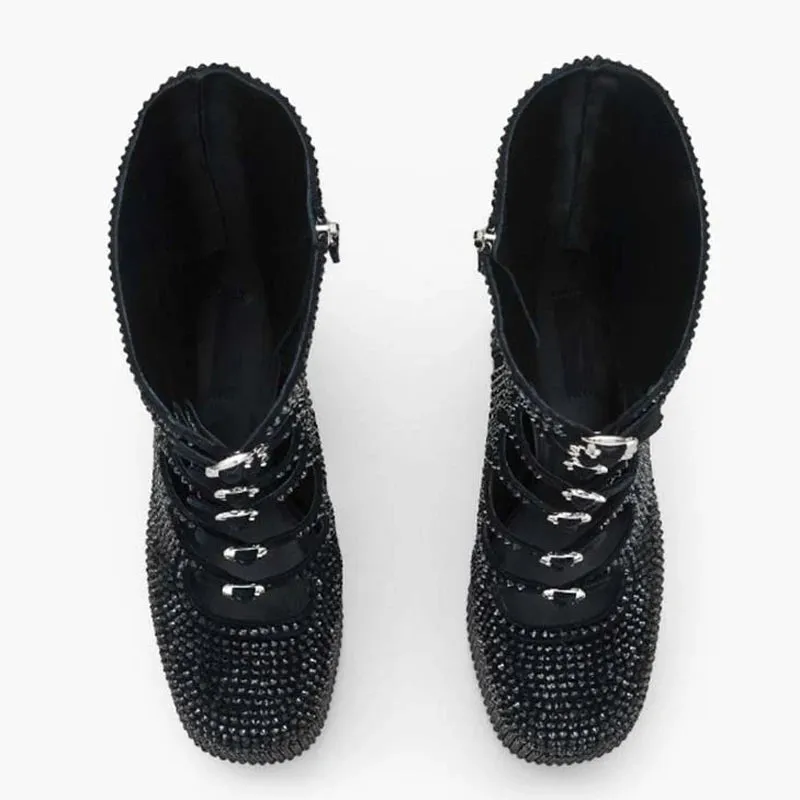 Trend4us Women's Studded Buckle Platform Knee-High Boots