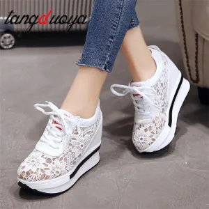 women shoes 2020 white platform wedge sneakers high heel sneakers shoes women casual mesh Breathable shoes zapatillas mujer