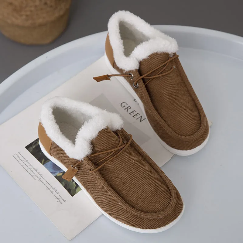 Women's warm plush lined slip on low cut booties winter warm casual shoes