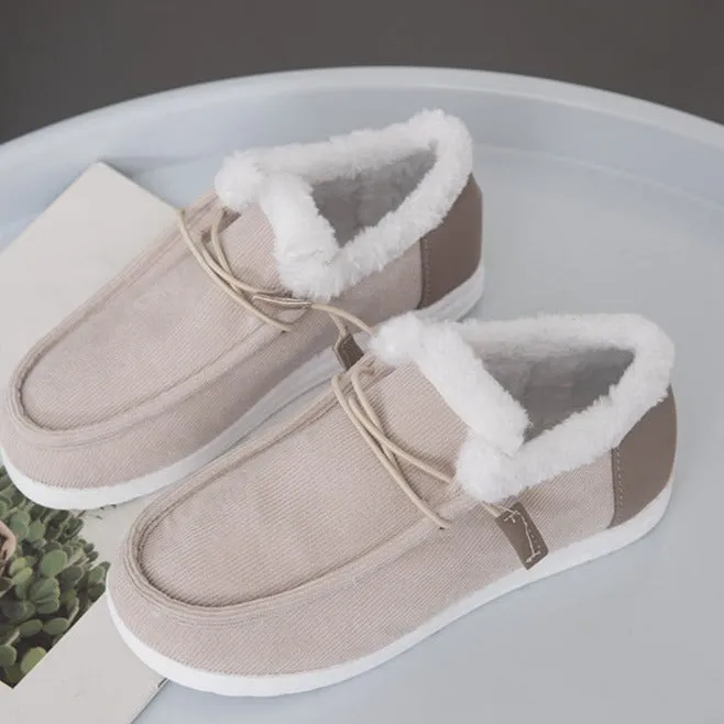 Women's warm plush lined slip on low cut booties winter warm casual shoes