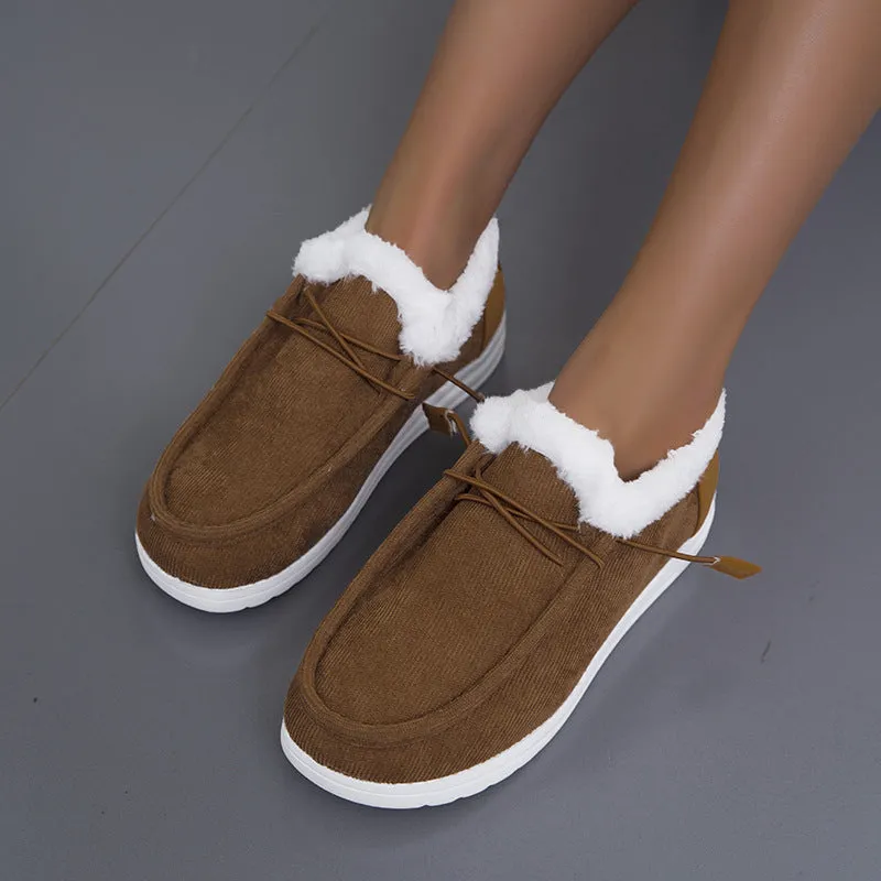 Women's warm plush lined slip on low cut booties winter warm casual shoes